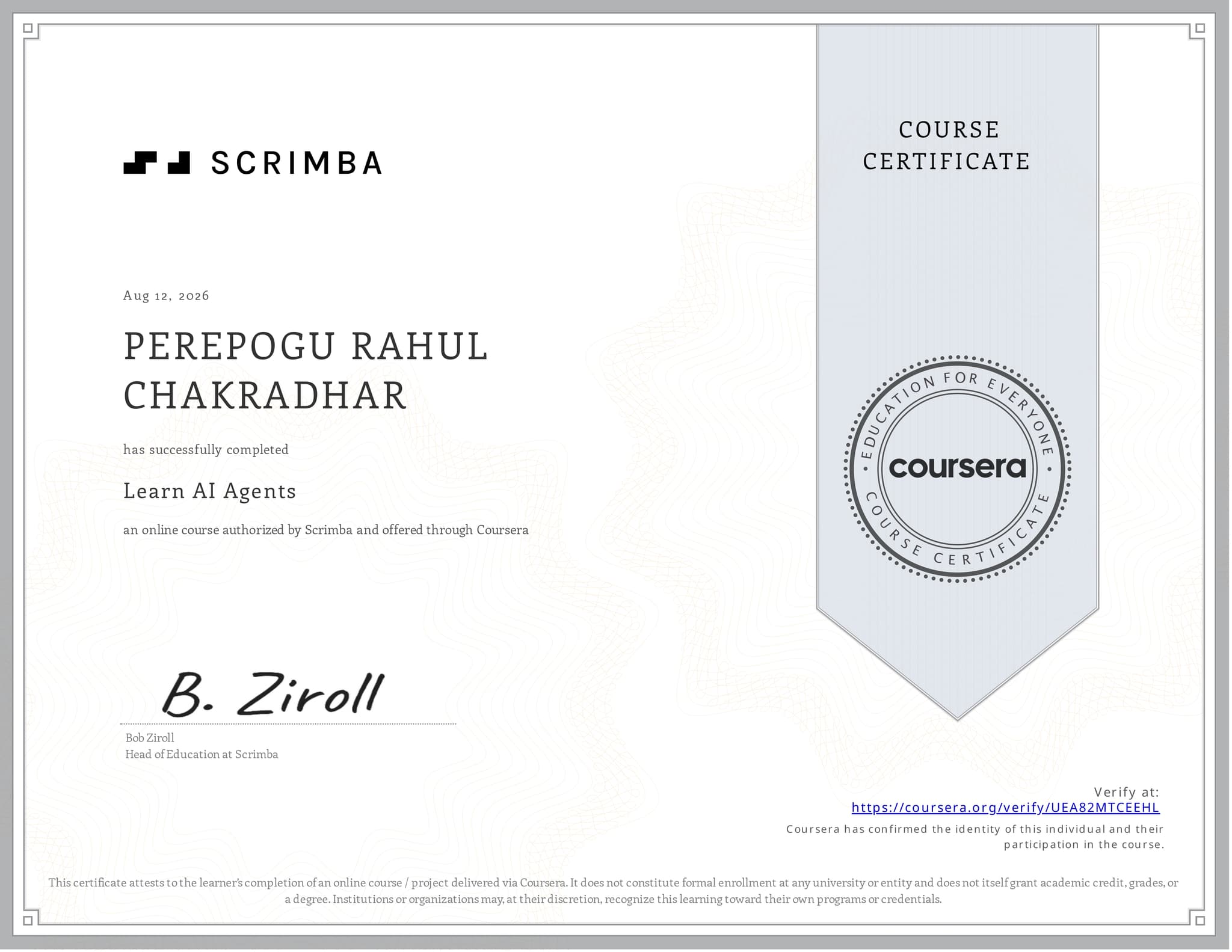Scrimba Learn AI Agents - Coursera